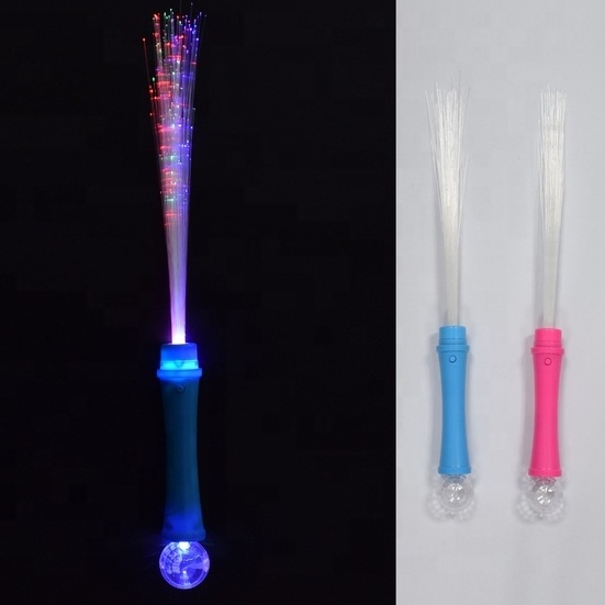 Hot Sale RGB 15'' LED Fiber Optic Wand With Disco Ball 3 Flashing Models Glow Sticks For Wedding Party