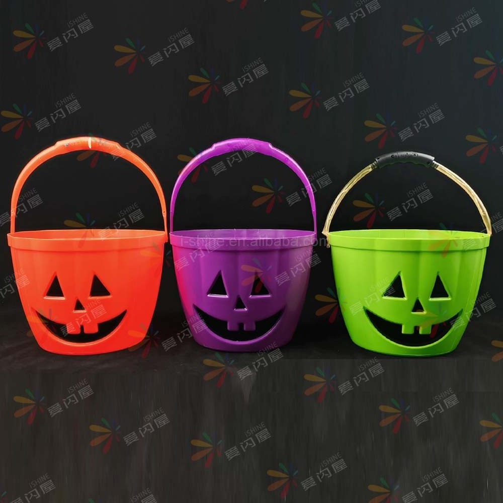 Led Light Up Halloween Bucket Halloween Pumpkin Candy Bucket Party Decoration Wholesale Led Plastic Halloween Pumpkin Buckets