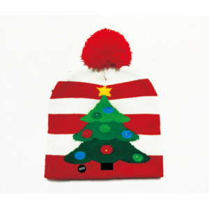 Christmas Party Design Knit Hat Led Light Up Knitted Beanies Christmas Tree Led Hat Sweater Knitted Beanie