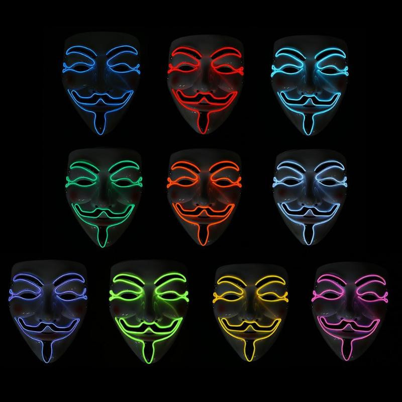 Halloween scary LED carnival party rave Masquerade light up luminous EL neon full face purge masks