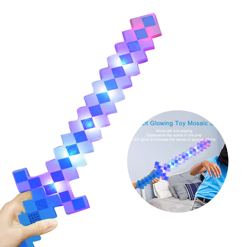 Hot Sale LED Light Up Toy Kids Favor Gift Light Saber Bubble Pixel Sword Outdoor Toys With Light