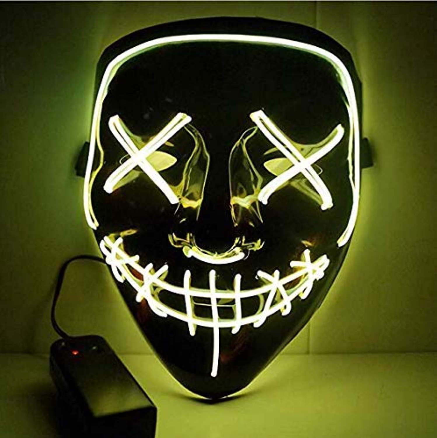 El Light Up Led Mask Colorful Dark Light Up Mask Costume Halloween Cosplay Costume Party Led El Wire Glowing Face Mask