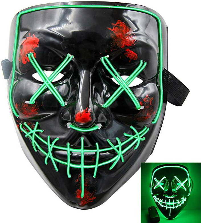 El Light Up Led Mask Colorful Dark Light Up Mask Costume Halloween Cosplay Costume Party Led El Wire Glowing Face Mask