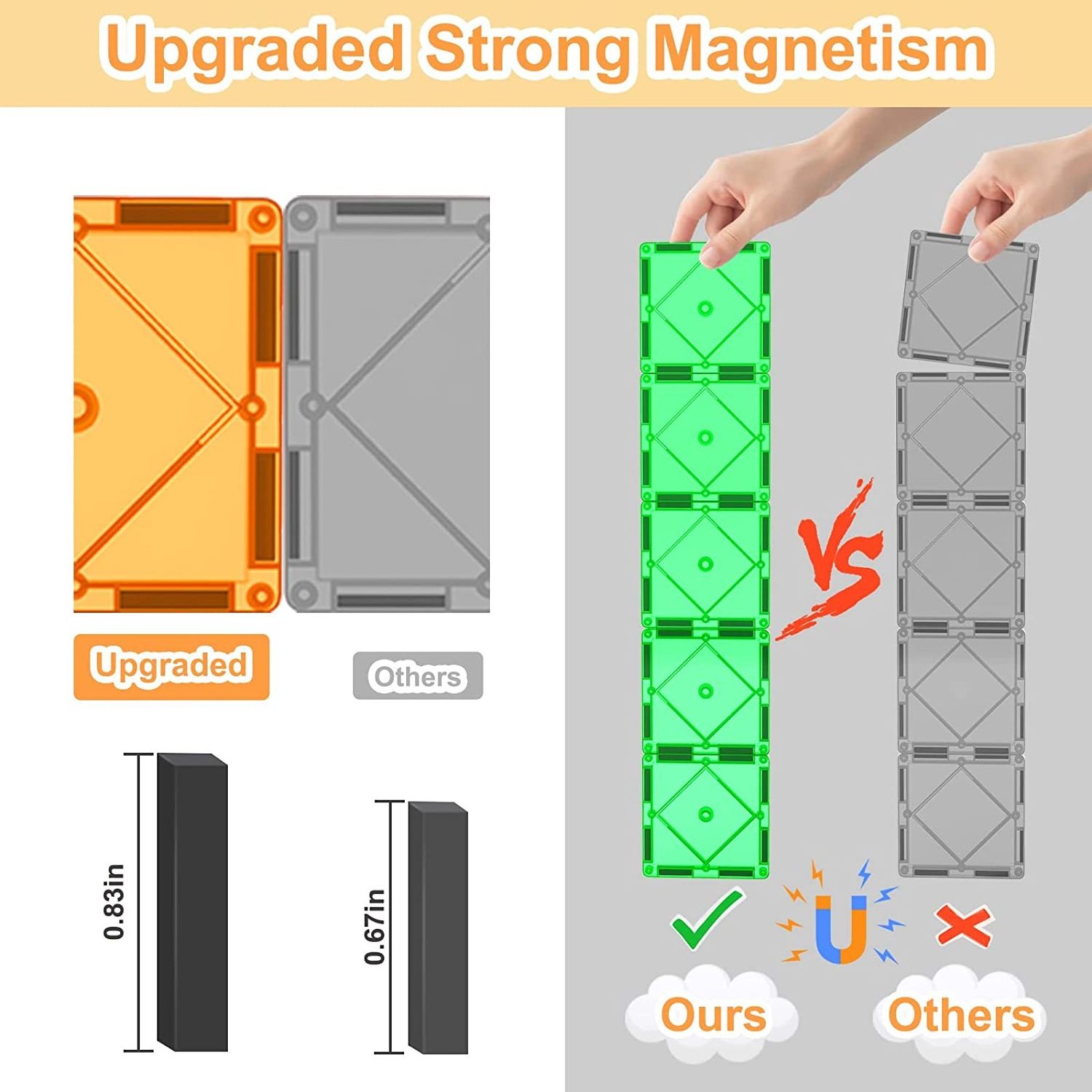 Magnet Builder Tiles DIY Magnetic Wall Toys Magnet Blocks for Kids Hot Products 28 48 68 82 92 100 Pcs Sets CPC 1 Set