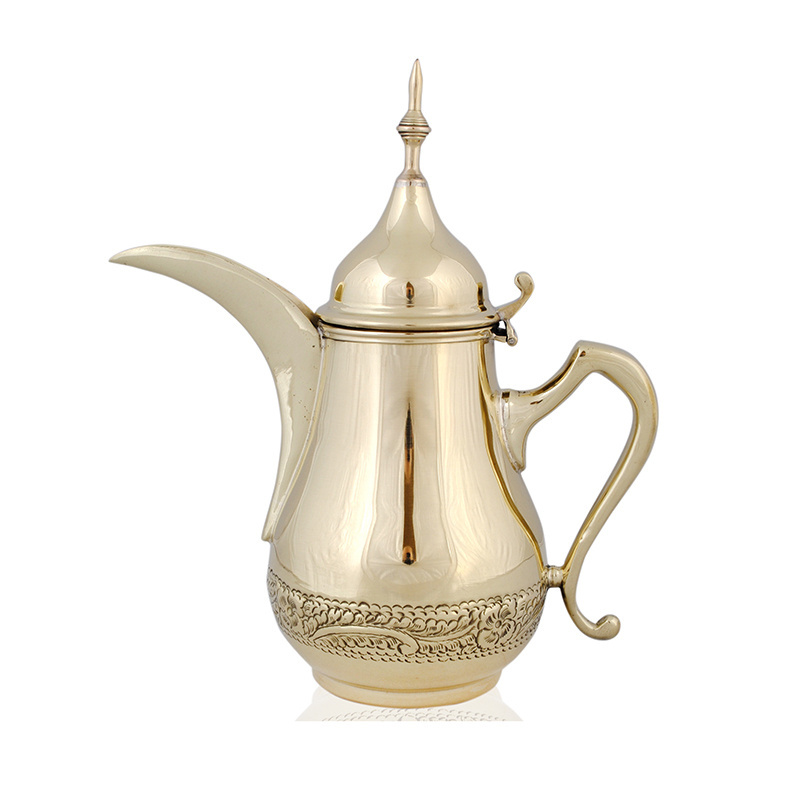 2023 New Outdoor Arabic Coffee Tea Pots & Kettles Stainless Steel Water Jug Middle East Golden Dallah