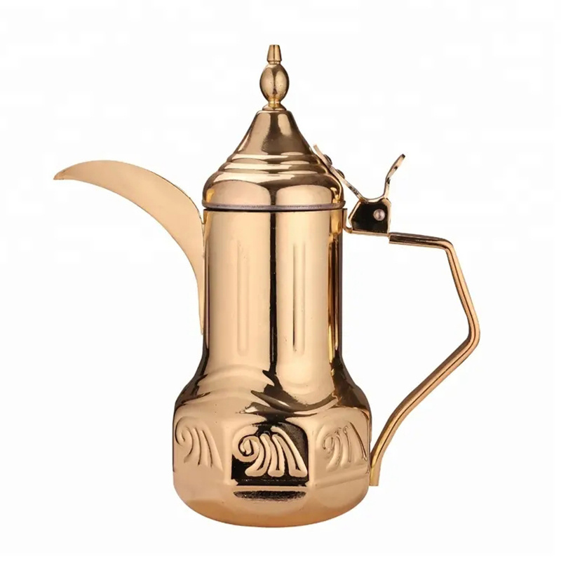 2023 New Outdoor Arabic Coffee Tea Pots & Kettles Stainless Steel Water Jug Middle East Golden Dallah