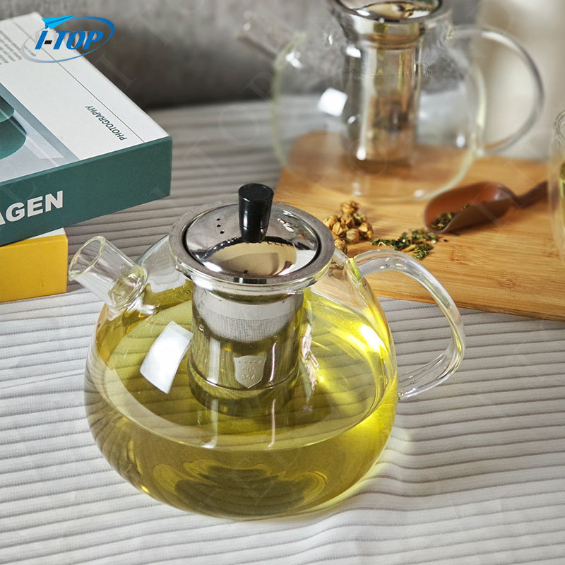 Custom Design Tea Kettle and tea pot Maker Glass Teapot with Removable Loose Tea Infuser Stovetop Safe Glass teapot