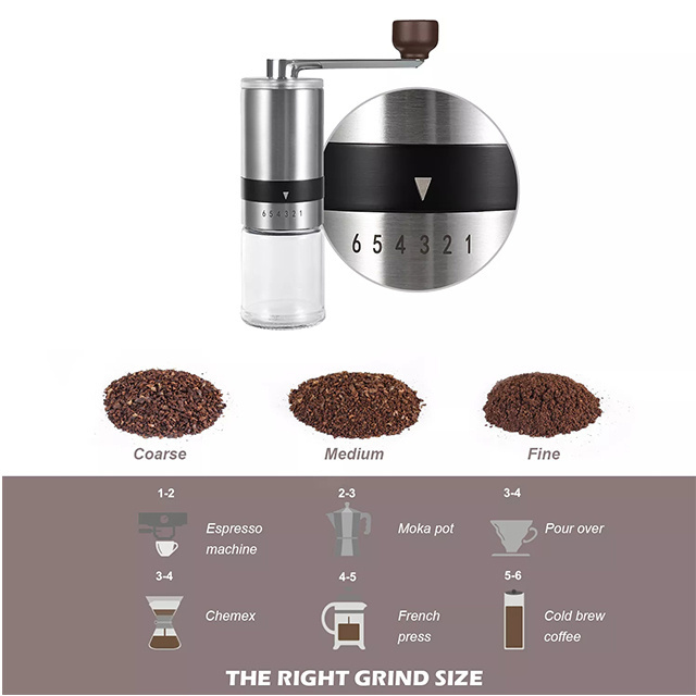 Mini Coffee Grinders Manual Commercial Espresso Cafe Ceramic Burr Stainless Steel Hand Crank Coffee Grinder