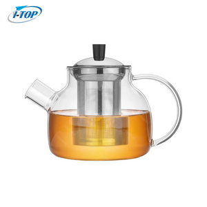 Manufacturer customization borosilicate Glass Teapot with Removable Infuser Stovetop Safe Tea Kettle Blooming Loose Leaf Tea