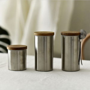 Custom Logo Stainless steel sealed canister/coffee bean tea storage Canister Sets of 3