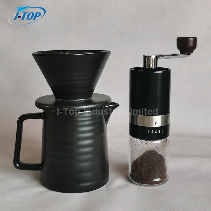 In stock High Quality Pour Over Drip Kettle With Manual Grinder Premium Gift Box Outdoor Travel Portable Coffee Maker Set