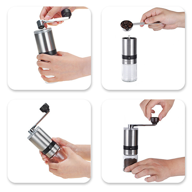 Mini Coffee Grinders Manual Commercial Espresso Cafe Ceramic Burr Stainless Steel Hand Crank Coffee Grinder