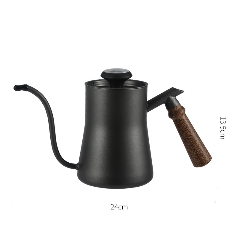 Kettle for Coffee 550ml 1 Litre Gooseneck Kettle with Thermometer - with Long Spout and Wooden Handle for pour over coffee