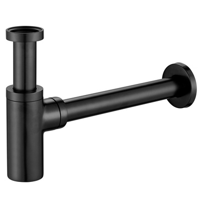 Hot sale Brass Basin Siphon Sink Siphon Bottle Trap Basin Bathroom matt black Waste Fitting siphon SS PIPE 120MM/DIA32MM