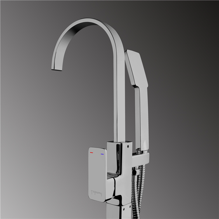 High quality ACS CE Brass Matt-Black Single lever handle  mixer Square Luxury Bathroom free standing Bathtub Faucet