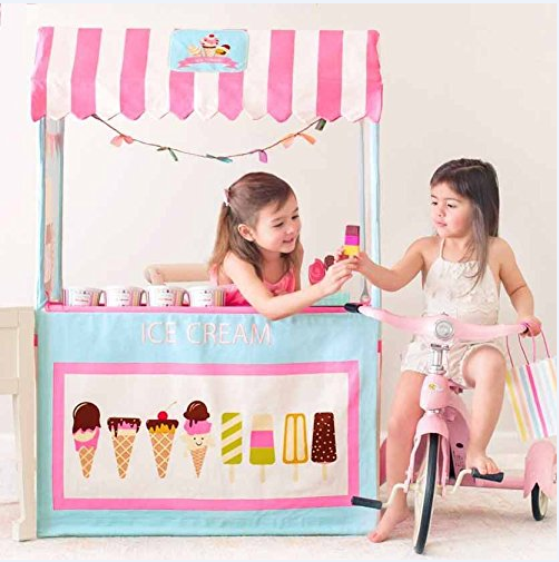 Ice Cream Stand for Kids Colorful Business Cart for Child  Playhouse Cotton Canvas Tents