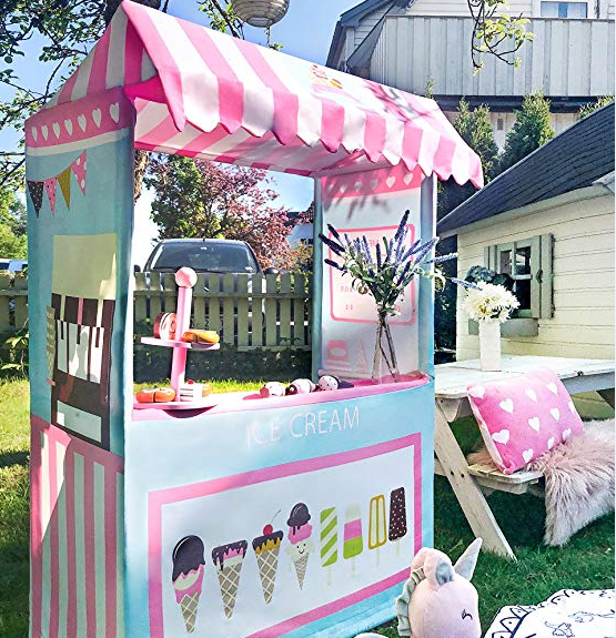 Ice Cream Stand for Kids Colorful Business Cart for Child  Playhouse Cotton Canvas Tents