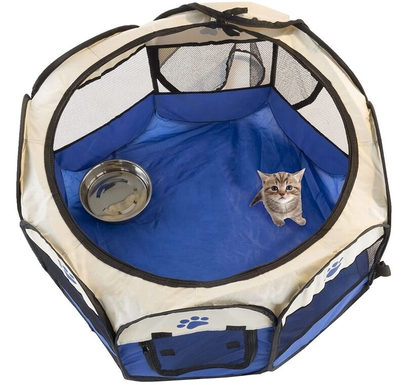 Dog Playpens, Portable Exercise Kennel Tent for Puppies/Dogs/Cats/Rabbits, Dog Play Tent with Removable Mesh