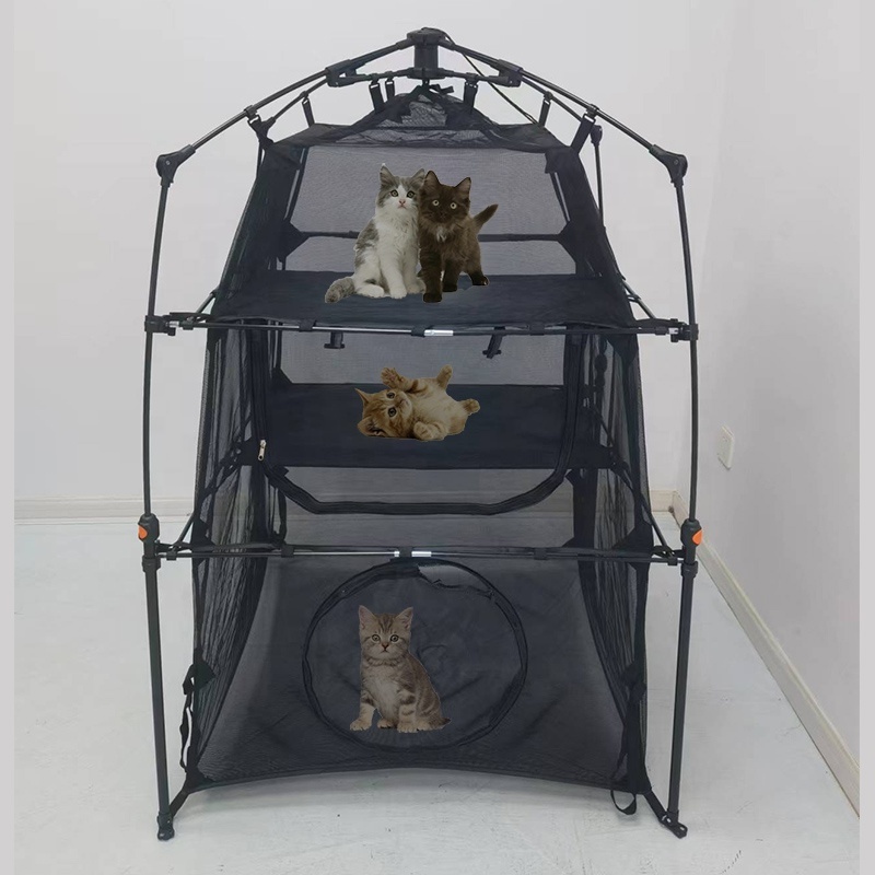 Factory Wholesale One Touch Cat Catio Pop Up Outside Cats Enclosure With Carry Bag Packing Portable Mesh Cat Tent