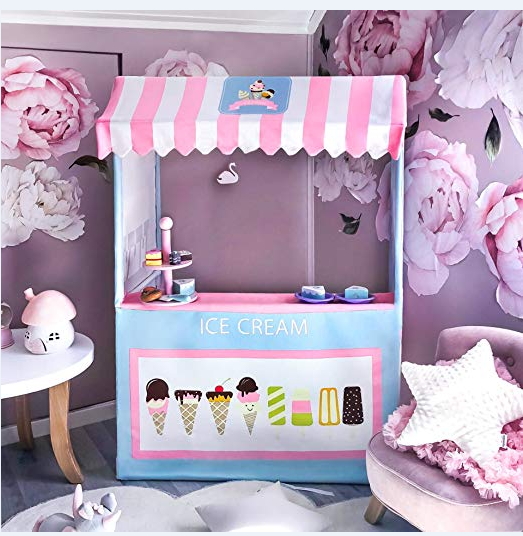 Ice Cream Stand for Kids Colorful Business Cart for Child  Playhouse Cotton Canvas Tents