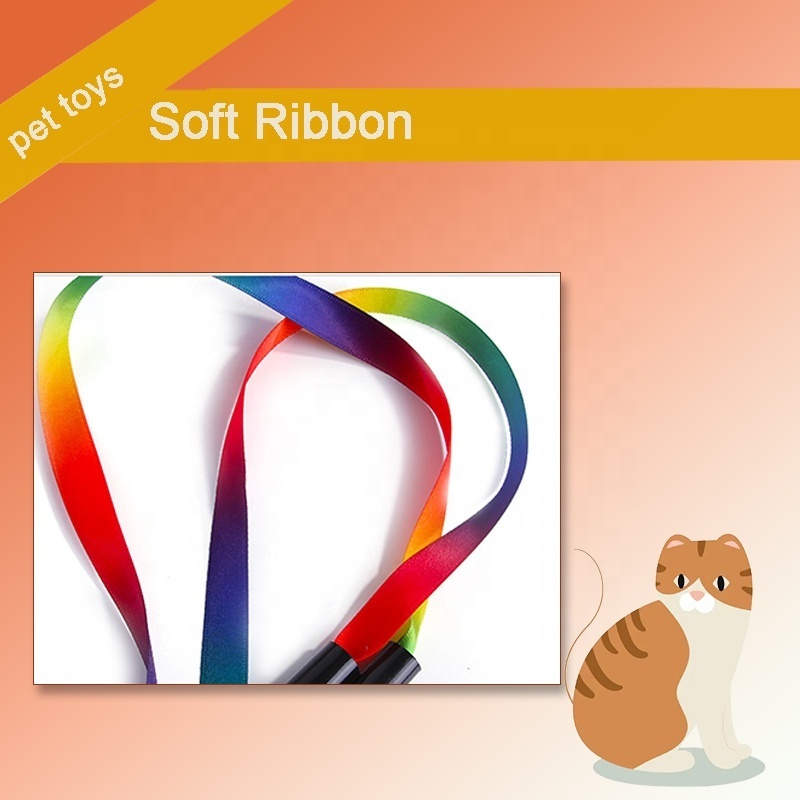 Rainbow Cat Charmer Interactive Funny  Cat String Toy  Wand Safe Cat Teaser Stick Toy for Kittens