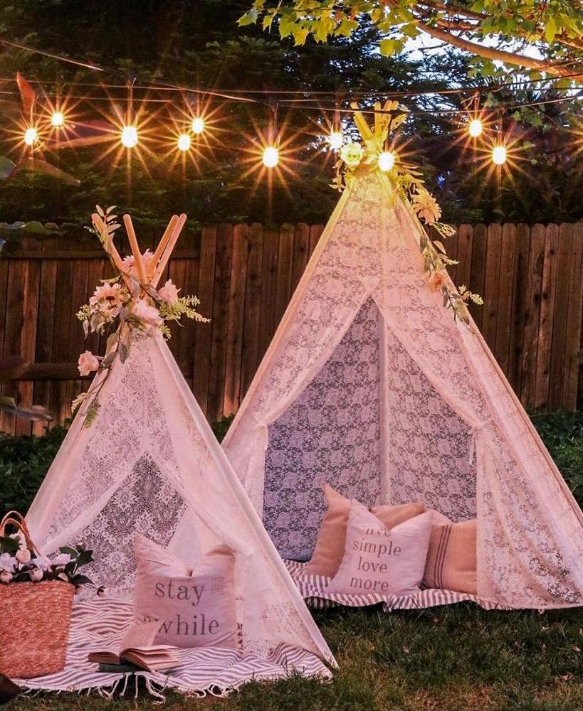 High Quality Luxury Lace Teepee for Girls Play House Tipi