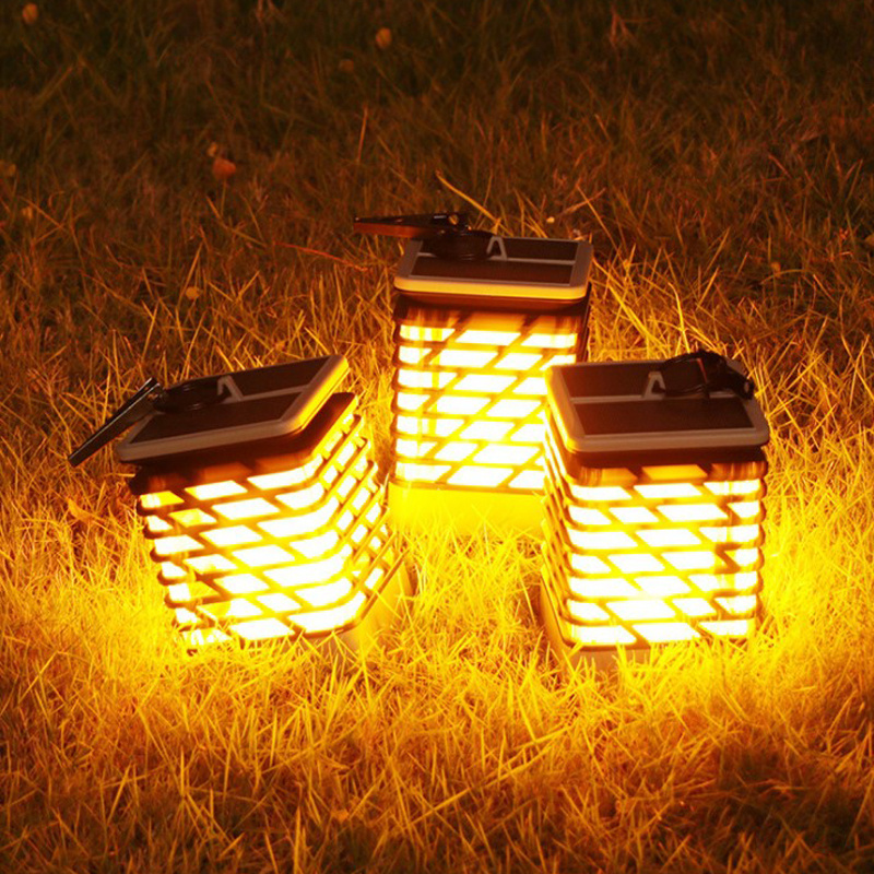 New Products Flame Flicker Effects Control Fire 75 Led Solar Light,Waterproof Outdoor Garden led lamp