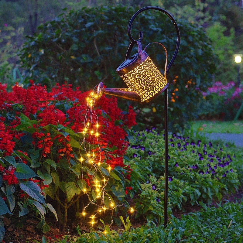 Art Light LED Solar Waterfall Garden Light Outdoor Decorative Watering Can Garden Yard Decoration Stake Light