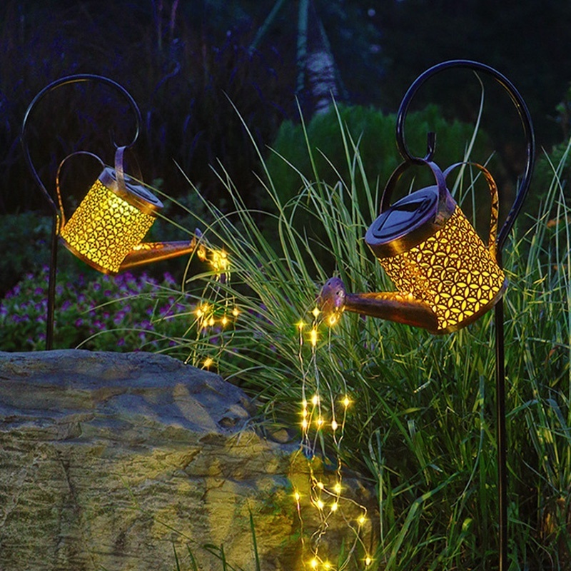 Art Light LED Solar Waterfall Garden Light Outdoor Decorative Watering Can Garden Yard Decoration Stake Light