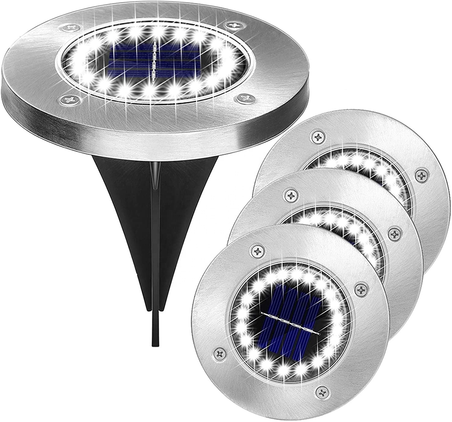 Low MOQ Outdoor Underground Garden Lamp Waterproof 20 Led Solar Ground Lights Disk Light hot on fba