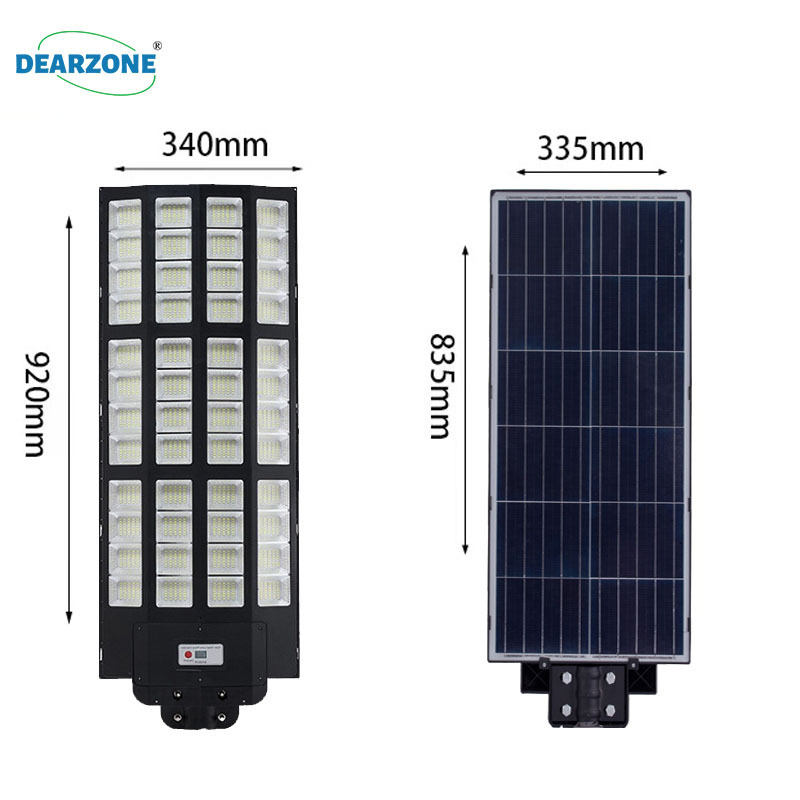 Dearzone Manufacturer Motion Sensor Large Solar Lights Outdoor Led Solar Street Light 1000w 1200w 1500w All in One 10 CE DC 12V