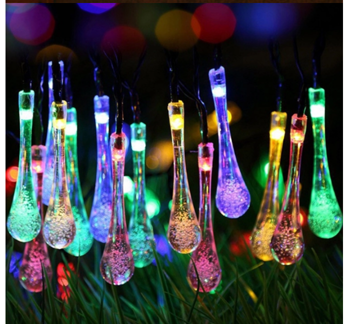 Solar Powered Outdoor String Lights 20ft 30 LED Water Drop Solar String Fairy Waterproof Lights Christmas Lights Solar String li