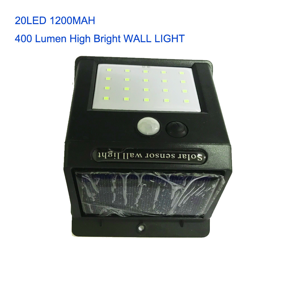 Hot Sale 18650 Rechargeable Battery Powered Waterproof IP65 Small 20 led PIR Motion Solar Sensor Wall Light