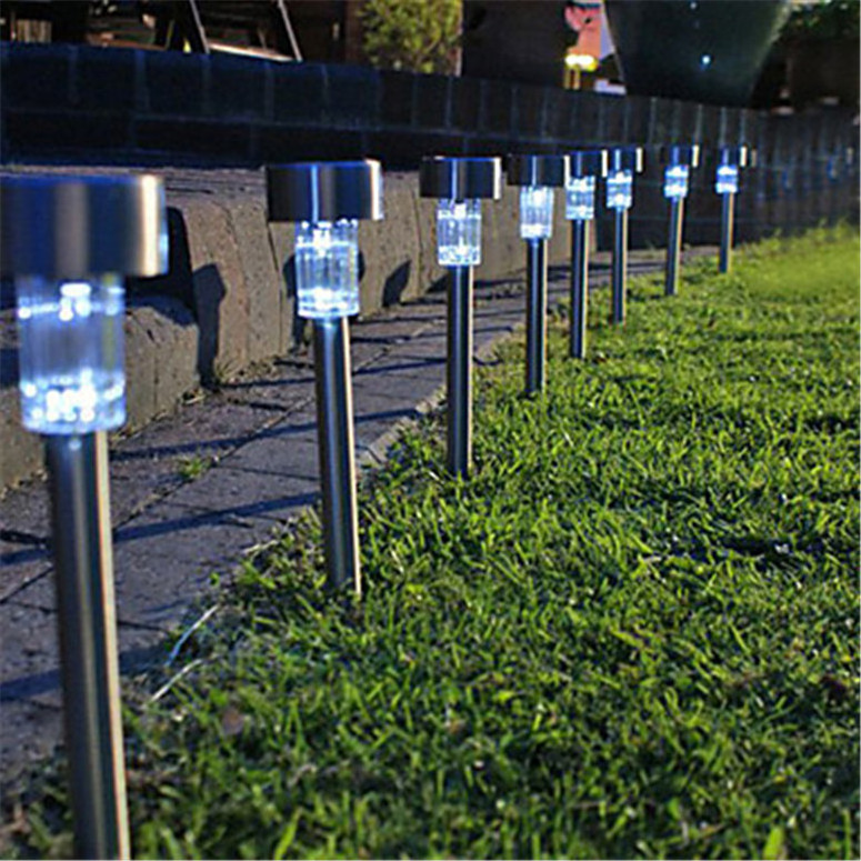 Outdoor Stainless Steel Solar Lawn Light Changing Garden Solar Power Lamp for Landscape Path Yard Pathway Lights