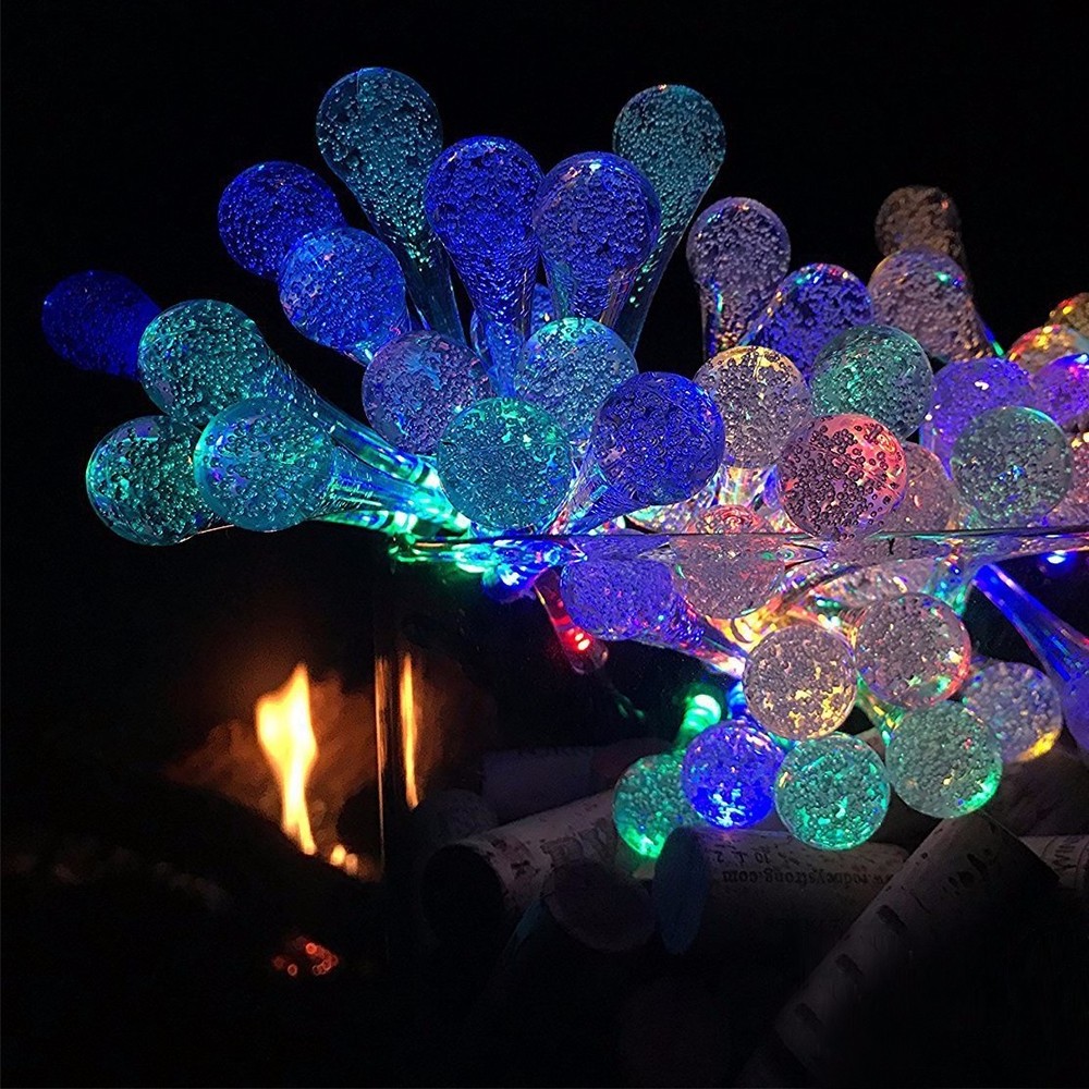 Solar Powered Outdoor String Lights 20ft 30 LED Water Drop Solar String Fairy Waterproof Lights Christmas Lights Solar String li