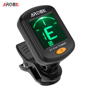 2020 Factory Aroma AT-01A Guitar Tuner Clip-On Digital Electronic Tuner Acoustic with LCD Display Tuner for Guitar, Bass