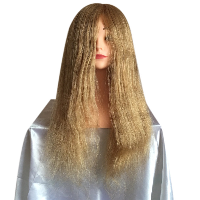 Human hair 100% training mannequin head with shoulders, gold 24 inch plastic makeup female fast shipping