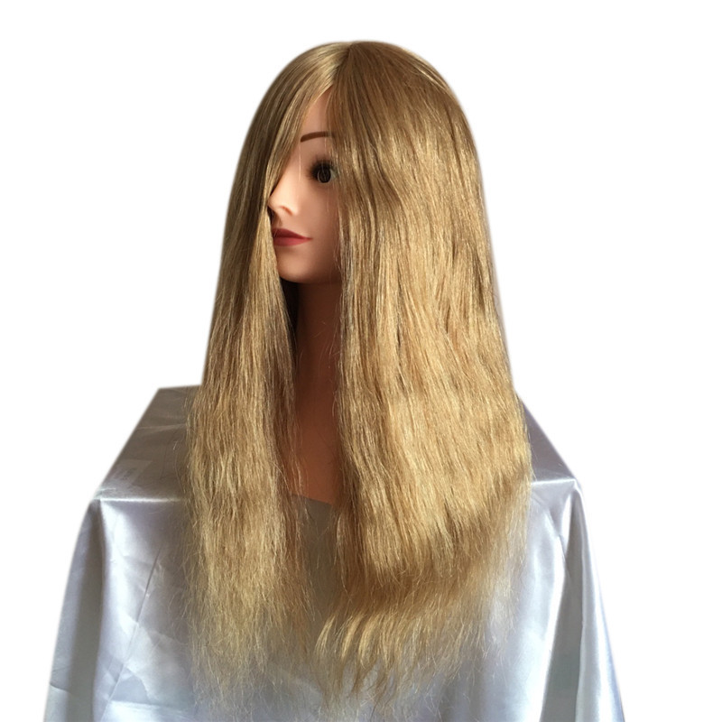 Human hair 100% training mannequin head with shoulders, gold 24 inch plastic makeup female fast shipping