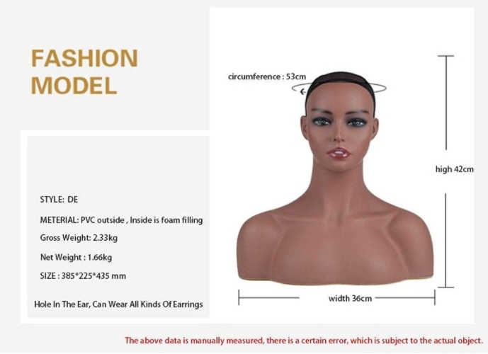 Pvc Mannequin Head With Shoulders Female For Wig Display African American Mannequin Head Female Mannequin Head And Bust