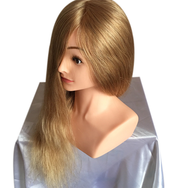 Human hair 100% training mannequin head with shoulders, gold 24 inch plastic makeup female fast shipping