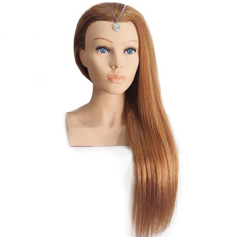 Natural Hair Hairdressing Hairstyle Dummy Human Hair Training Head Maniquies Women Face Barber Real Hair Mannequin