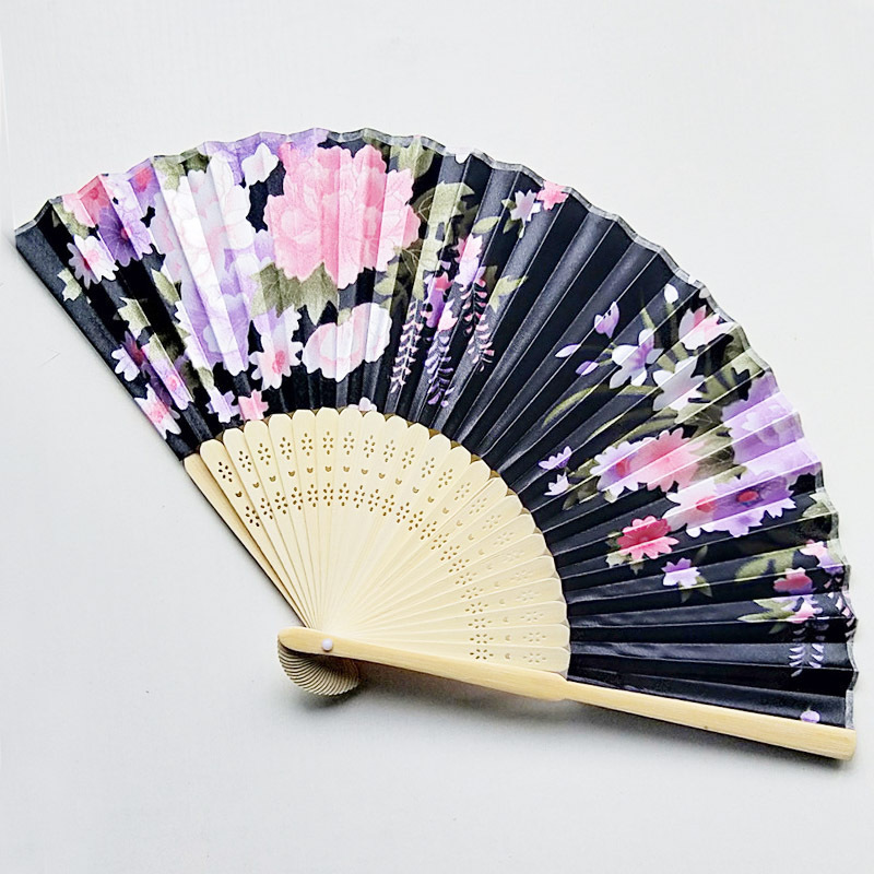 [I AM YOUR FANS] sufficient stock! 21cm Chinese style bamboo Satin Fabric Folding Hand Fan for Weeding and Gift