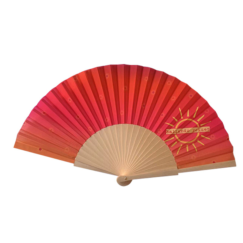 Handmade Spanish Plastic Hand Fan Foldable Hand Held Fan Wooden Fan Wood Stick for Promotion