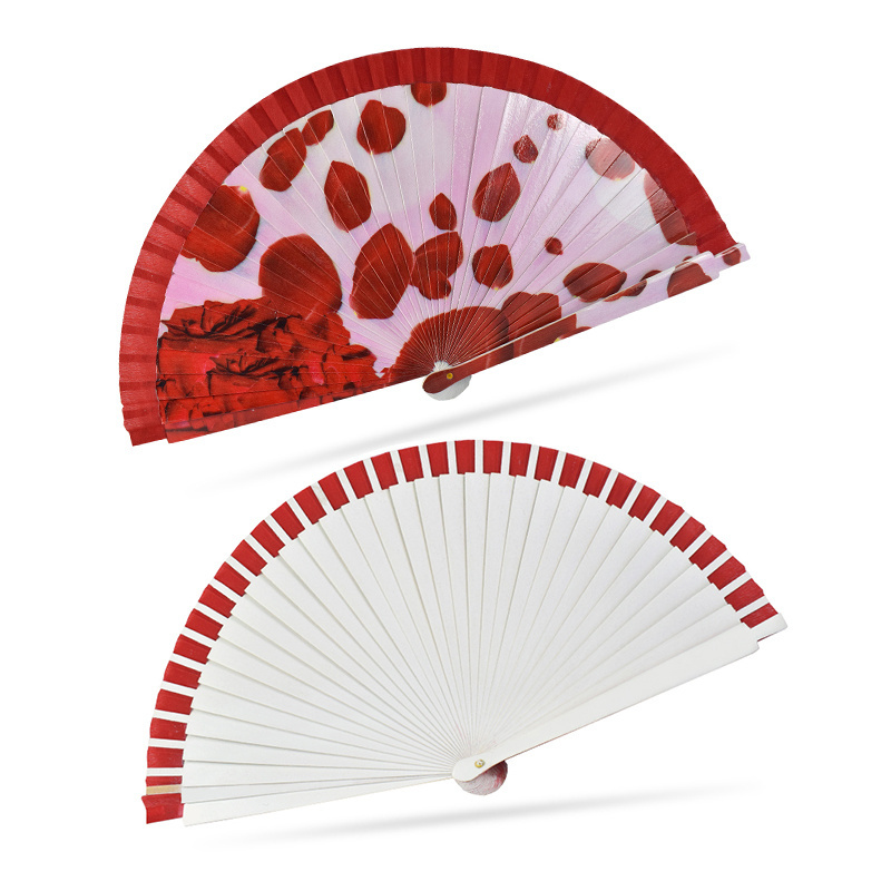 Handmade Unique Personalized Wedding Hand Fan Foldable Hand Held Fan Wooden Fan Wood Stick for Party Gifts