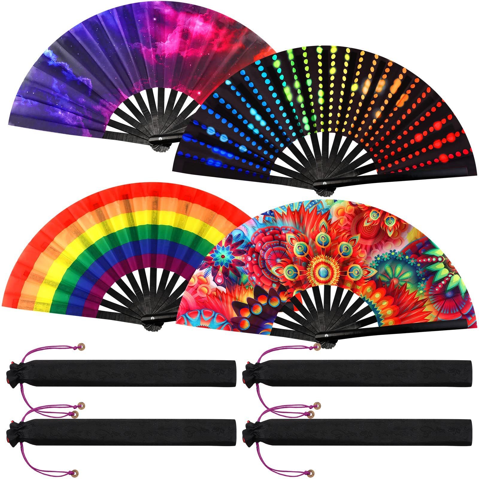 Gay Pride Accessories  Rainbow Folding Fans Handheld Gay Pride Fans LGBTQ Pride for  Rainbow Heart Stickers