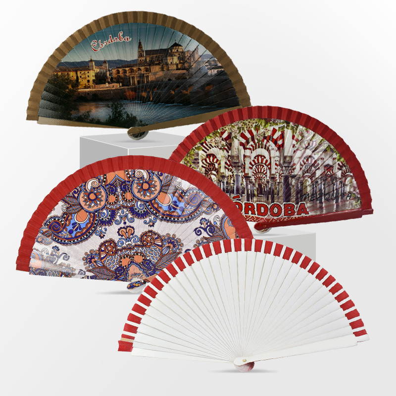 Best Design Spanish Personalized Wedding Hand Fan Foldable Hand Held Fan Wooden Fan Wood Stick for Party Gifts