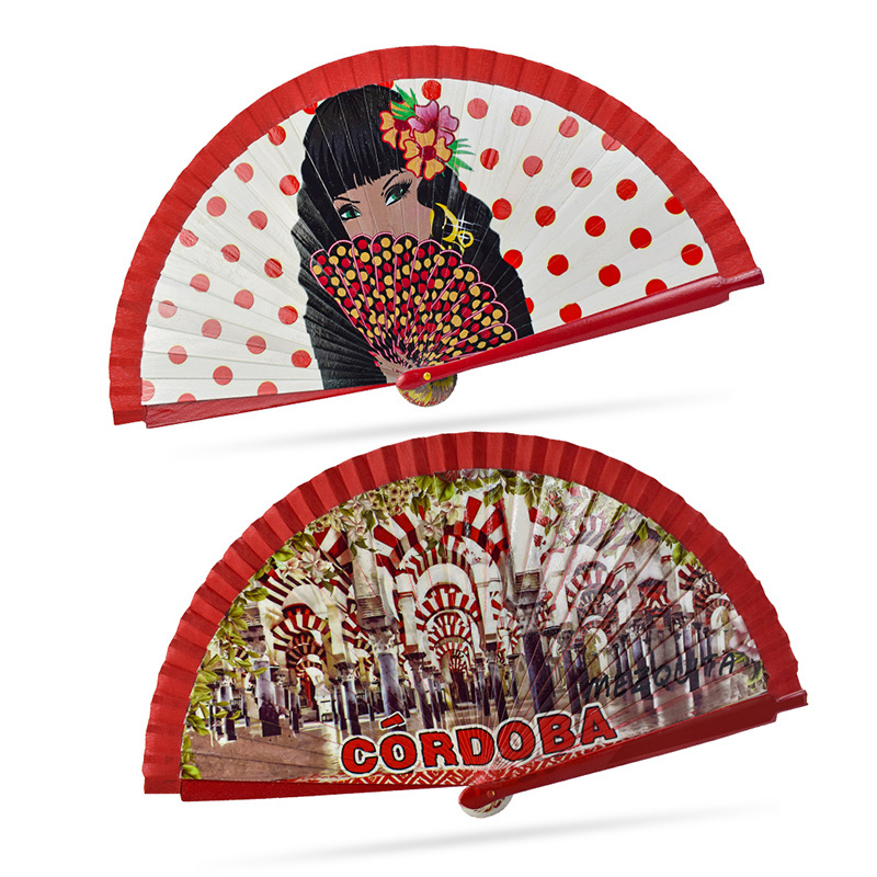 Handmade Spanish Personalized Wedding Hand Fan Foldable Hand Held Fan Wooden Fan Wood Stick for Party Gifts