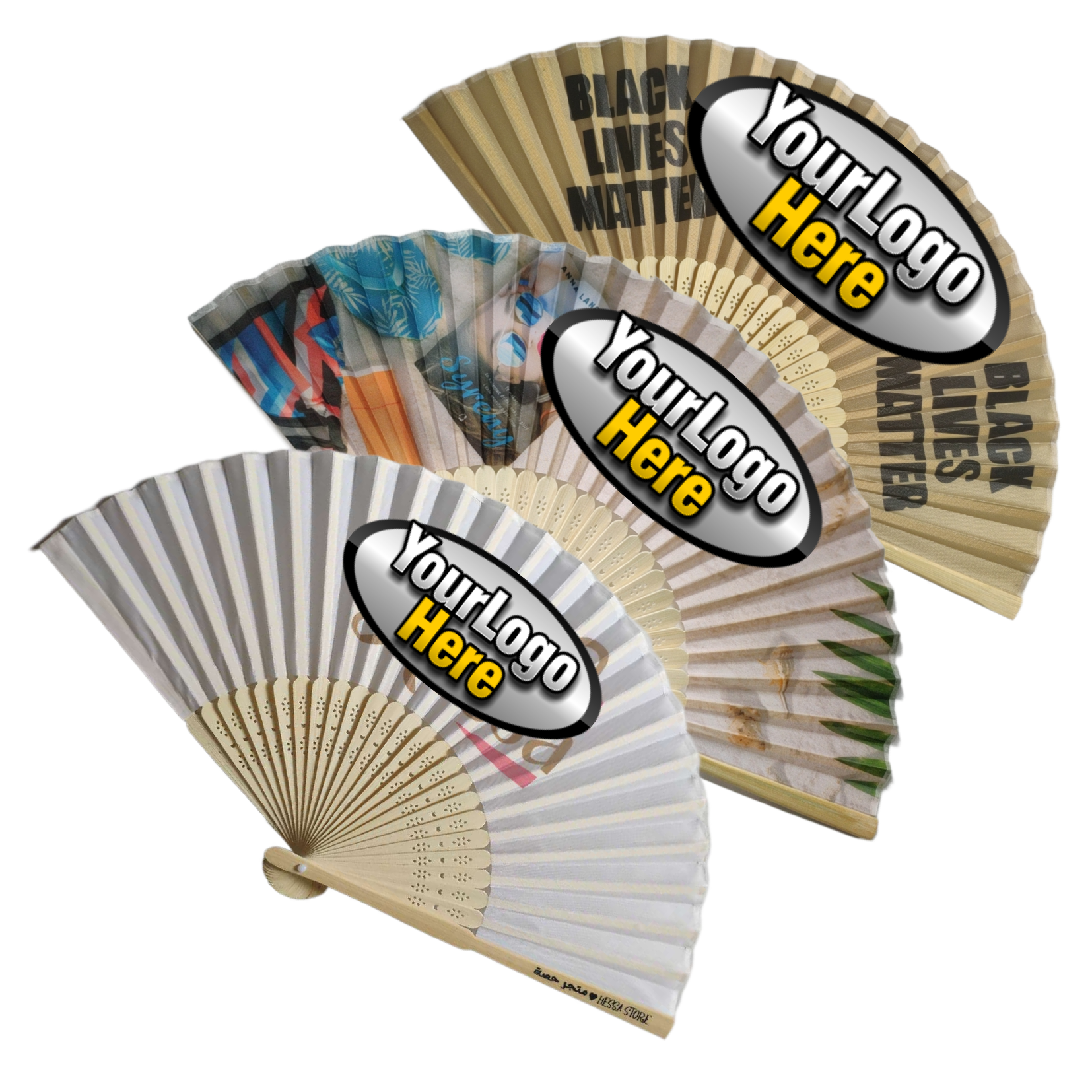 Wholesale Promote Brand Custom Logo Fabric Bamboo Hand fan Folding Hand Fan Advertising Hand Held Fan