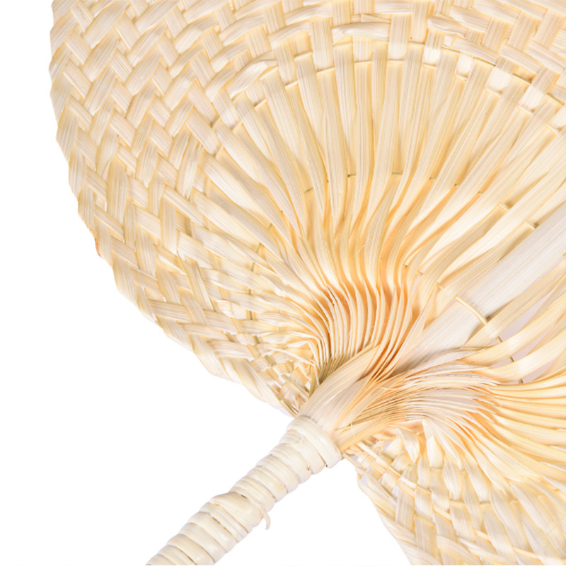 Natural Color Bamboo Raffia Handheld Fan Summer Traditional Chinese Craft Palm Leaf Straw Cane Rattan Woven Hand Fans