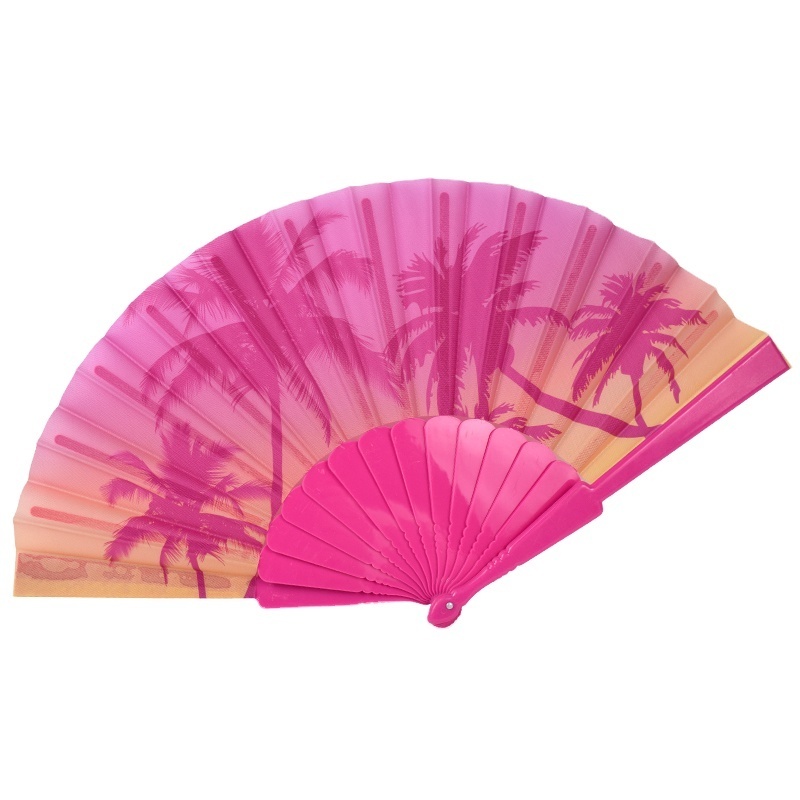 Hot Sale Custom Plastic Hand Fan with Stick Handle Handheld Fan Custom Logo Plastic Hand Fans